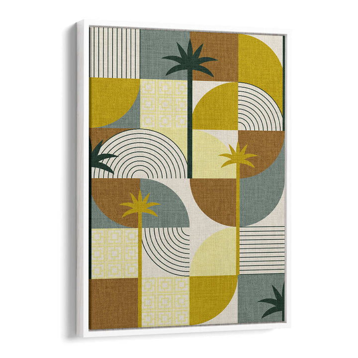 DESERT SHAPES ADN PALMS MUSTARD , BOHO ART PAINTINGS