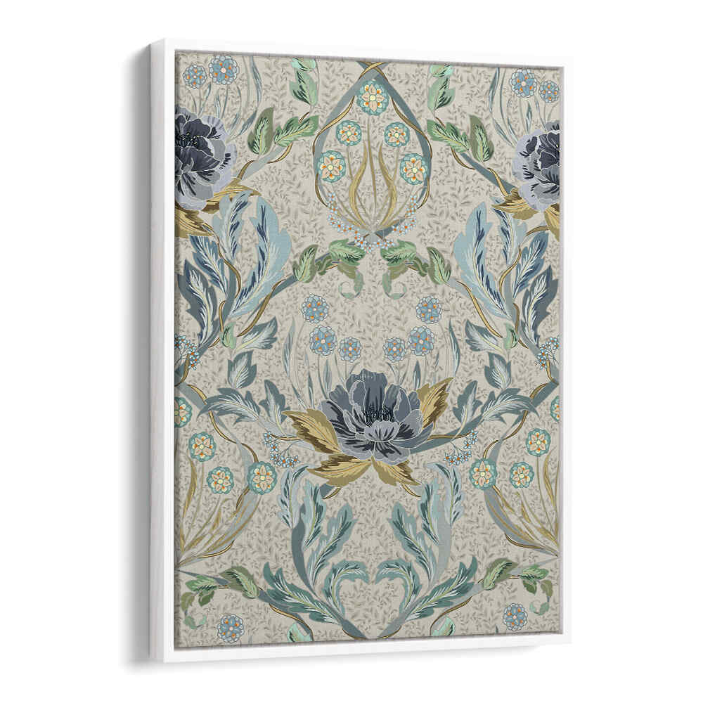 Exquisite HAZY BLUE TINTED PATTERN, PATTERN ART PRINTS featuring intricate floral designs for modern spaces.