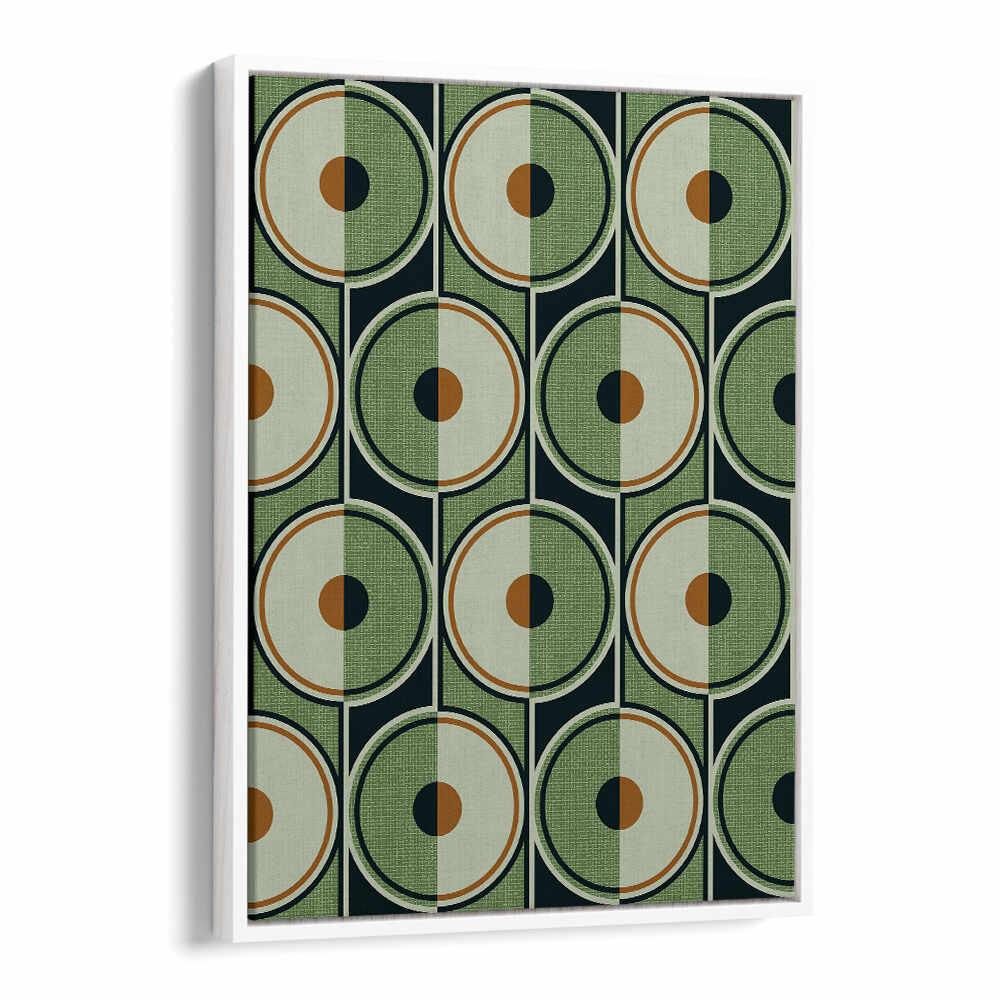 RETRO CIRCLES GREEN , GEOMETRIC ART PRINTS