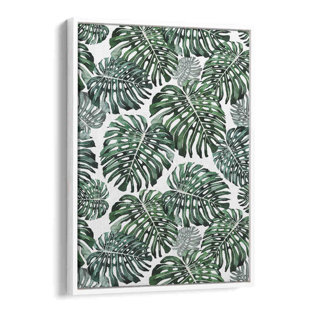 TROPICAL MONSTERA LEAVES , FLORAL FLOWER PAINTINGS