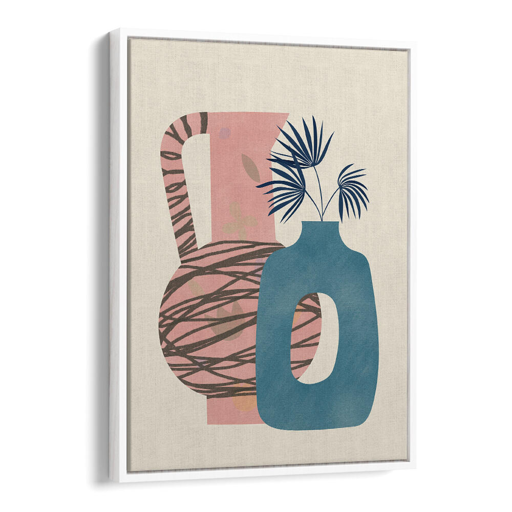 STILL LIFE WITH BLUE AND PINK VASE , BOHO ART PAINTINGS