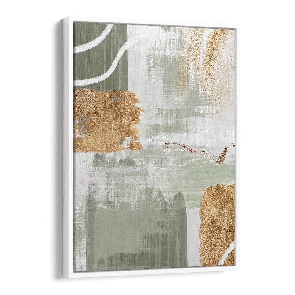 WHITE LINES ON GREEN II , BOHO ART PAINTINGS