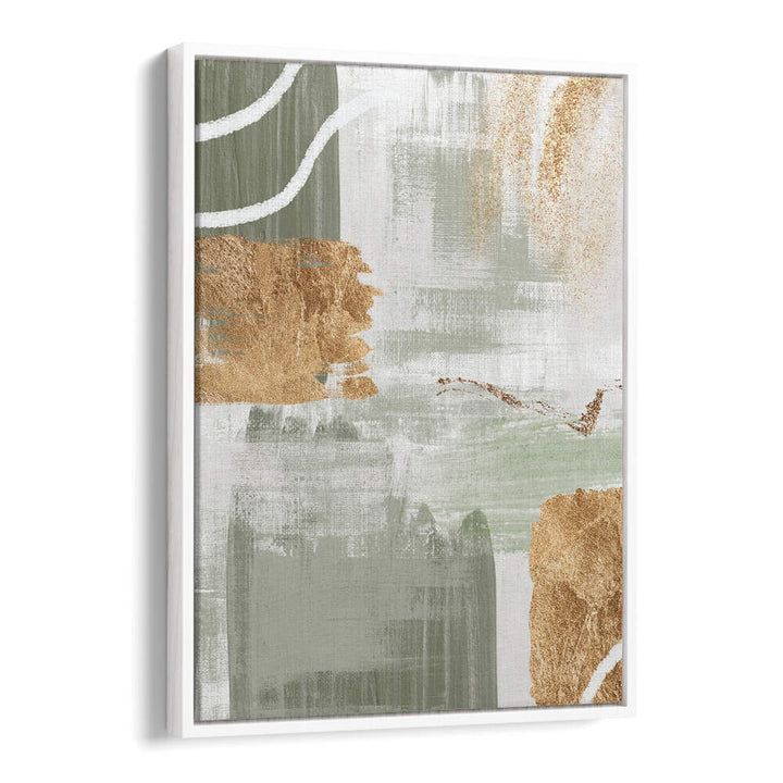 WHITE LINES ON GREEN II , BOHO ART PAINTINGS