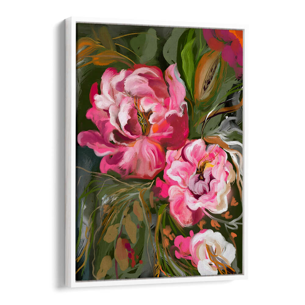 EXPRESSIVE PINK PEONIES , FLORAL FLOWER PAINTINGS