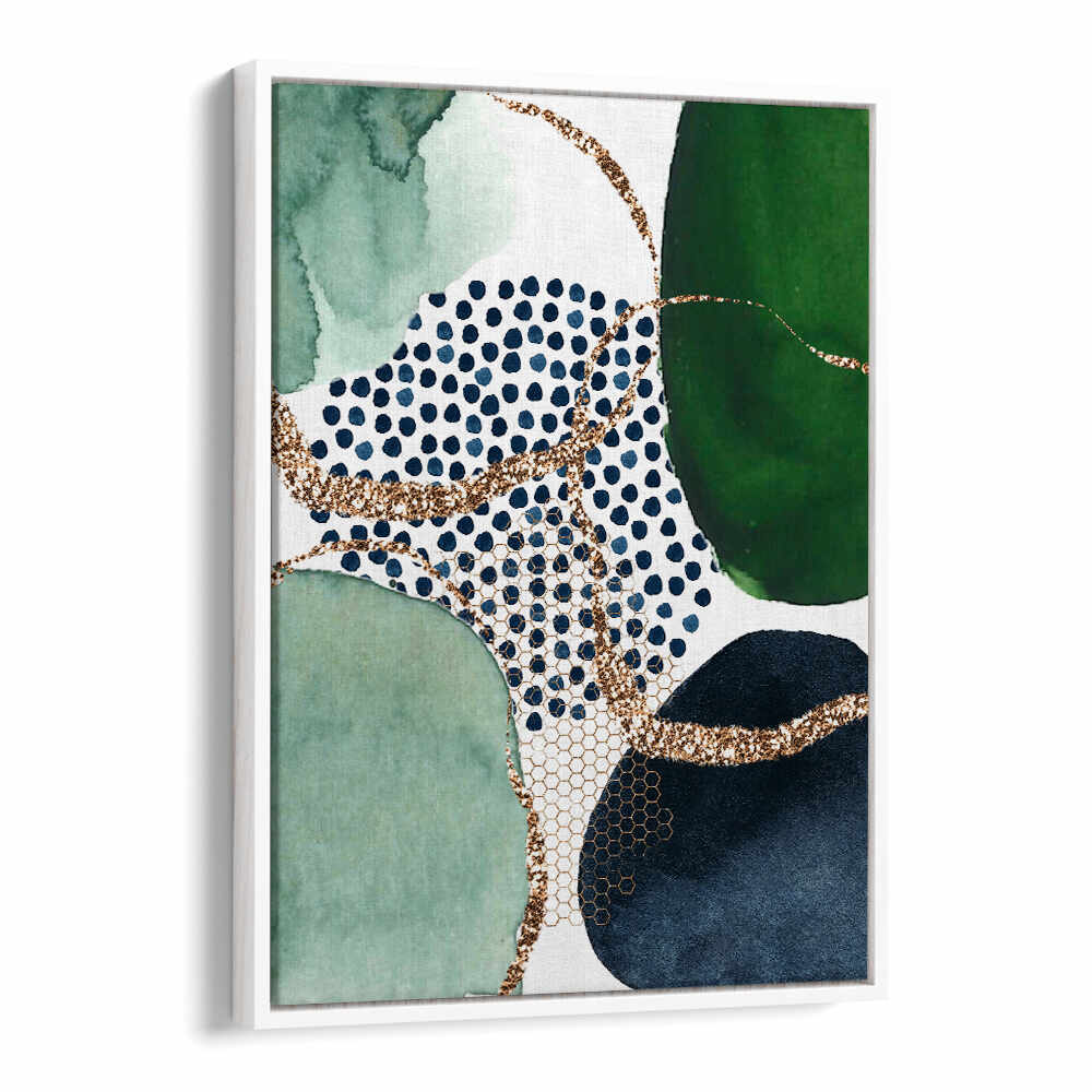GREEN SHAPES , BOHO ART PAINTINGS