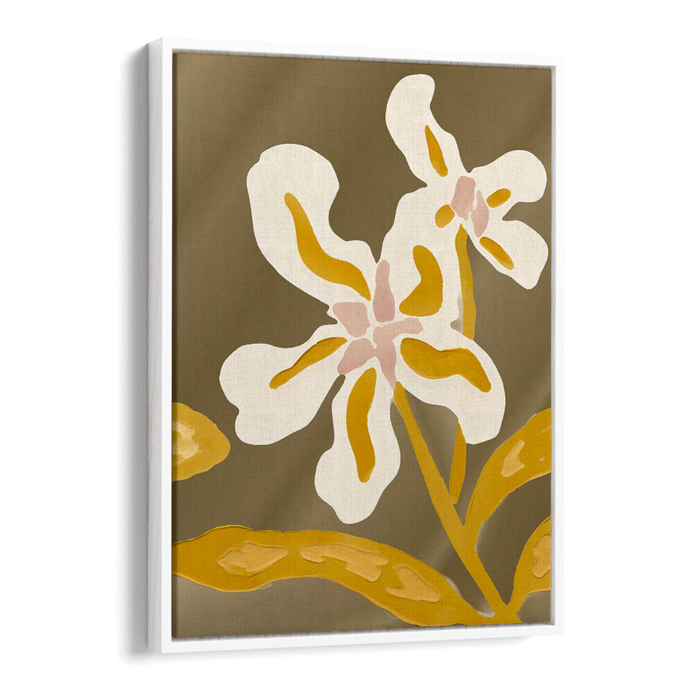 TWO GOLDEN BLOOMS , FLORAL FLOWER PAINTINGS