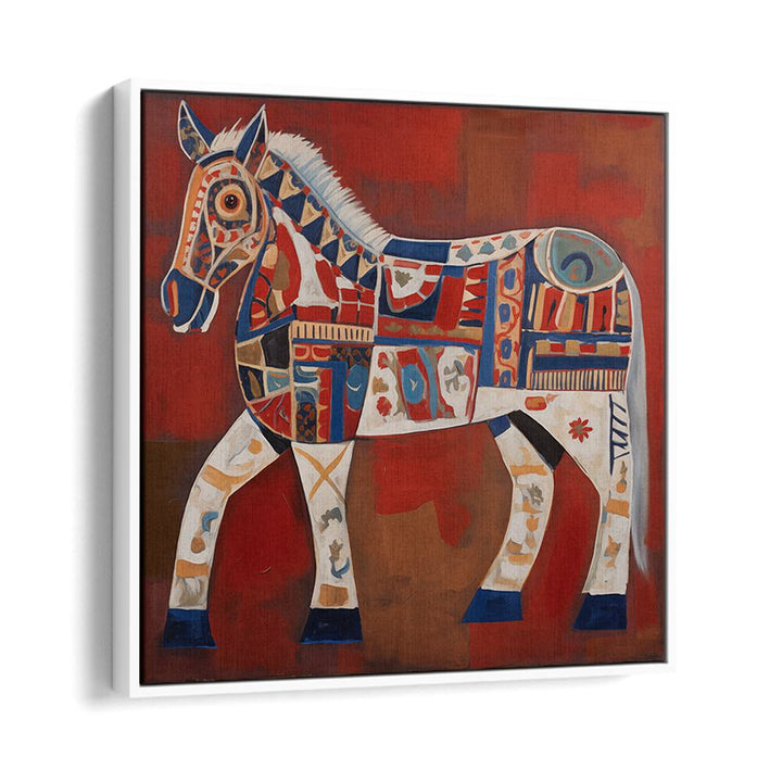 Vibrant artwork of THE DECORATED HORSE, ANIMAL PAINTINGS, perfect for adding elegance to any space.