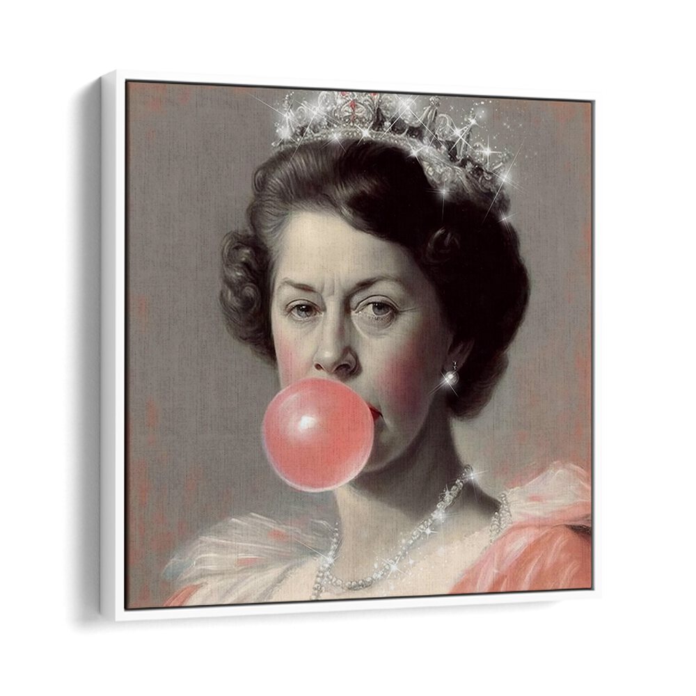 Glitter Queen altered art prints by Dikhotomy showcase elegance with a playful bubblegum twist, perfect for any space.