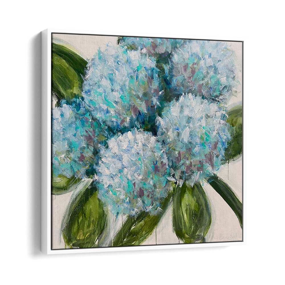 Vibrant BLUE HYDRANGEAS LEAVES, FLORAL FLOWER PAINTINGS enhance your decor with nature-inspired beauty.