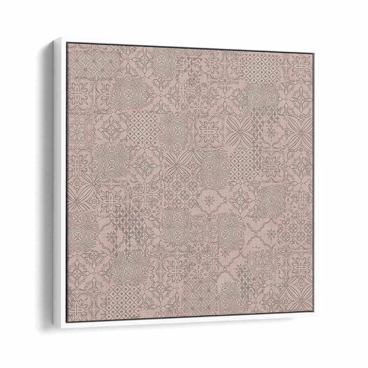 VINTAGE TILE PATTERN CLASH SOFT PINK , PATTERN ART PRINTS