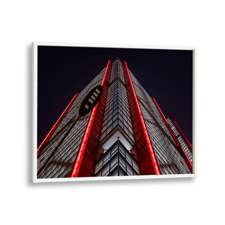 Urban skyline captured beautifully in the RED LINE, PHOTOGRAPHY PRINTS collection, showcasing vibrant city life.