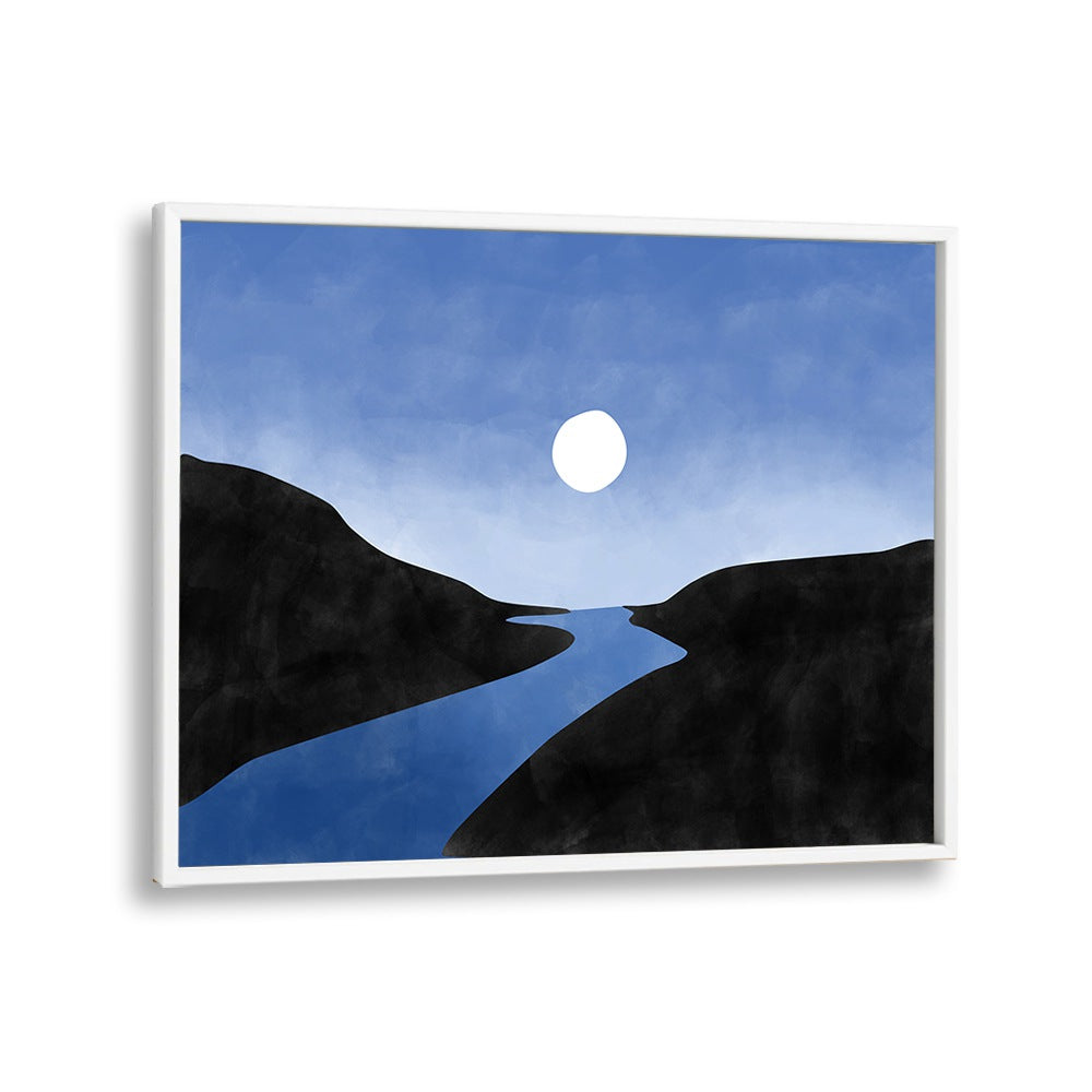 Stunning "BLUE VALLEY I, LANDSCAPE PAINTINGS" by Elena Ristova, showcasing serene nature and tranquil blues.