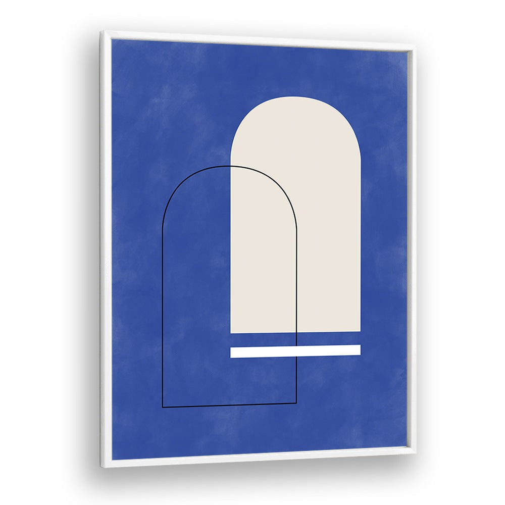 Stunning BLUE ARCHES, GEOMETRIC ART PRINTS by Elena Ristova, featuring bold shapes on a vibrant blue background.