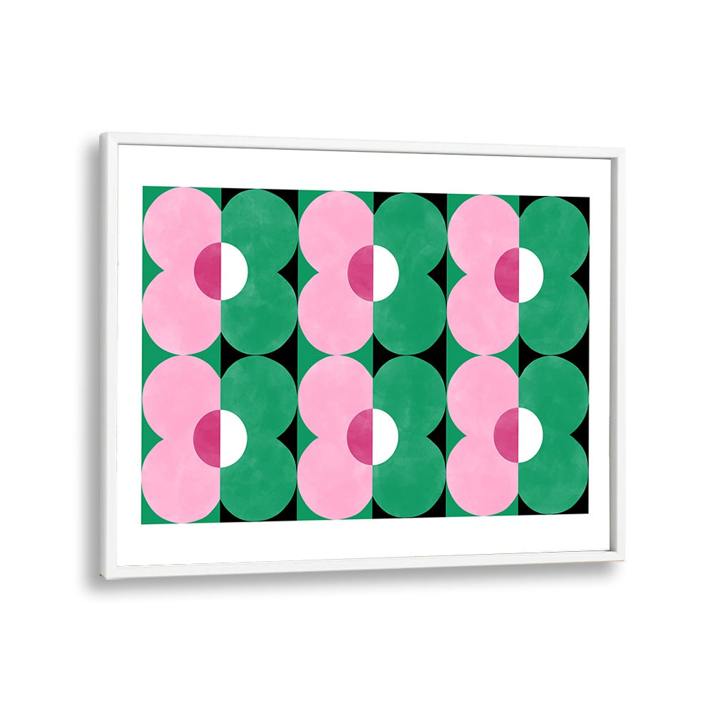 Vibrant GREEN & pink floral painting by Elena Ristova, enhancing your space with nature's beauty.
