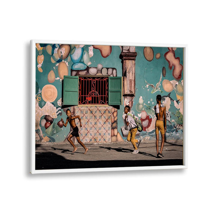 Vibrant CHILDHOOD , PHOTOGRAPHY PRINTS showcasing joyful street moments of children playing together.