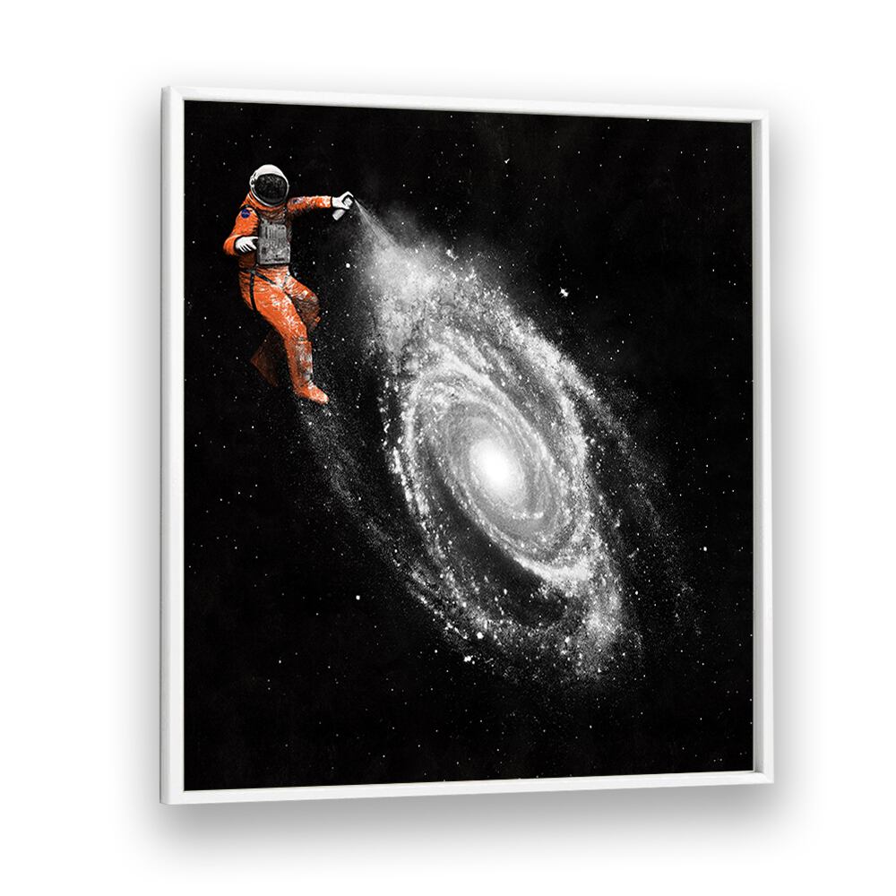 Surreal art prints featuring an astronaut painting a galaxy, perfect for enhancing your space with SPACE ART, SURREAL ART PRINTS.