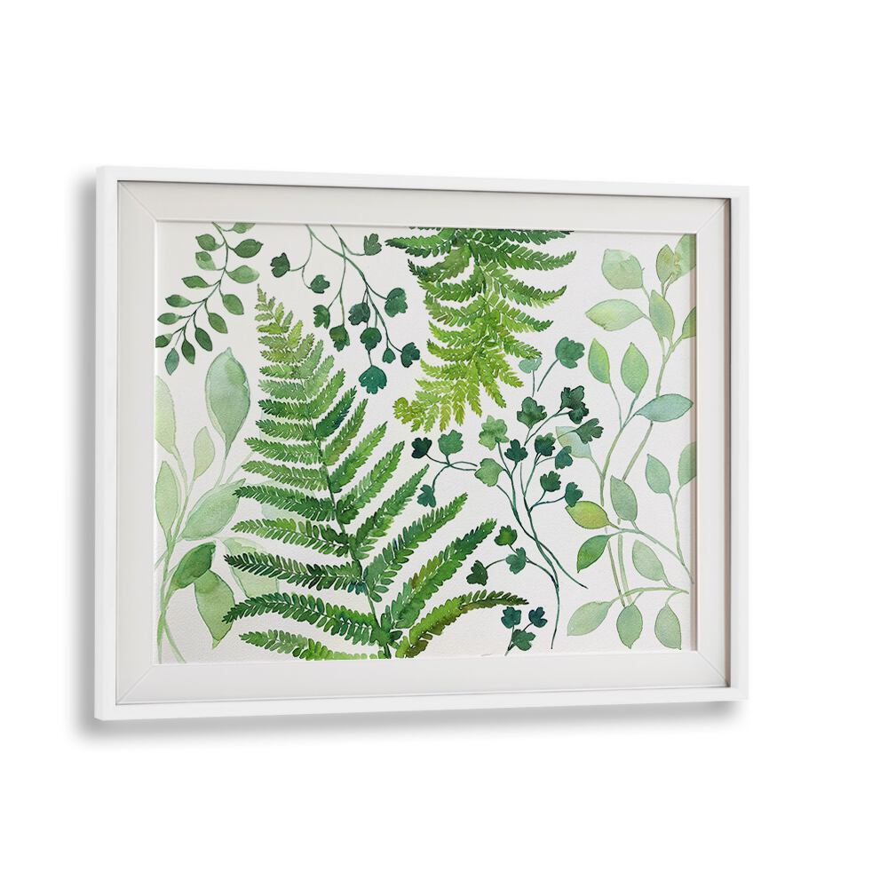 LUSH GREENERY DREAMS, FLORAL FLOWER PAINTINGS showcase vibrant ferns, perfect for enhancing any living space.