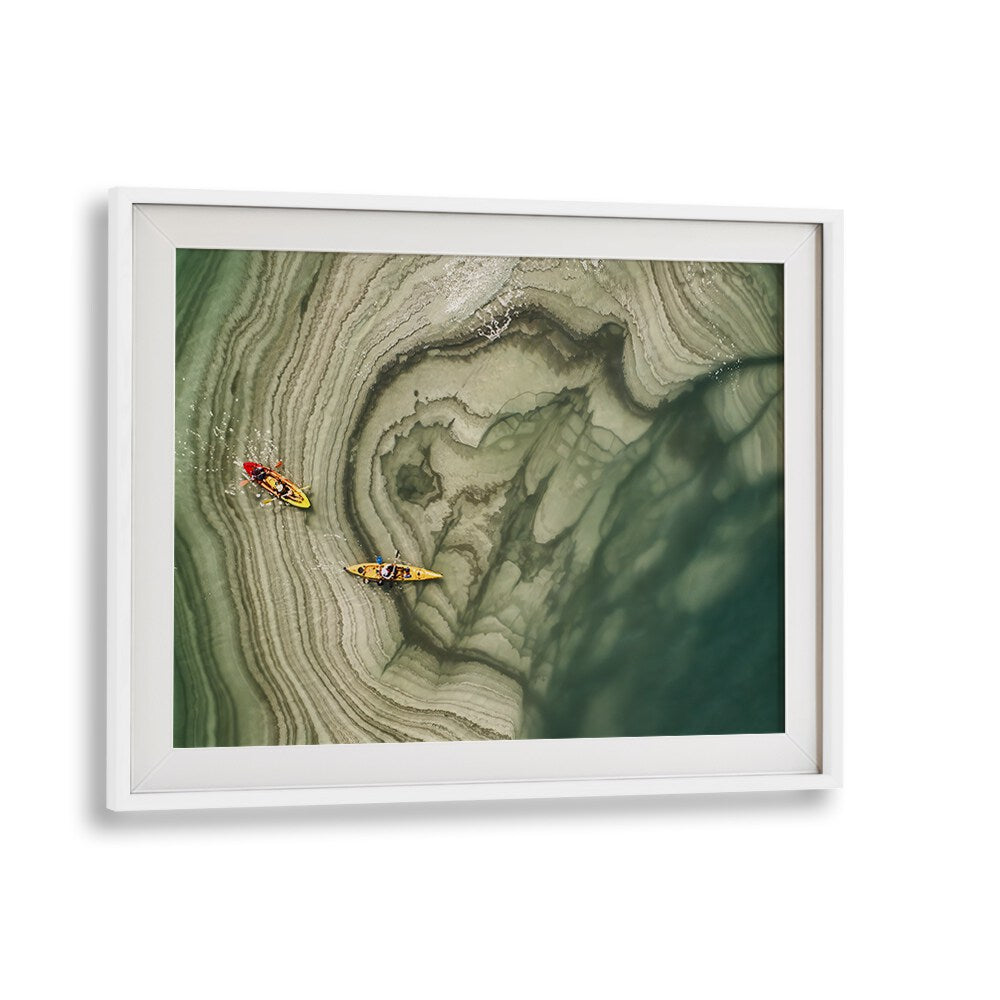 Stunning aerial view of kayakers on the Dead Sea, perfect for the DEAD SEA KAYAKING TRIP, PHOTOGRAPHY PRINTS collection.