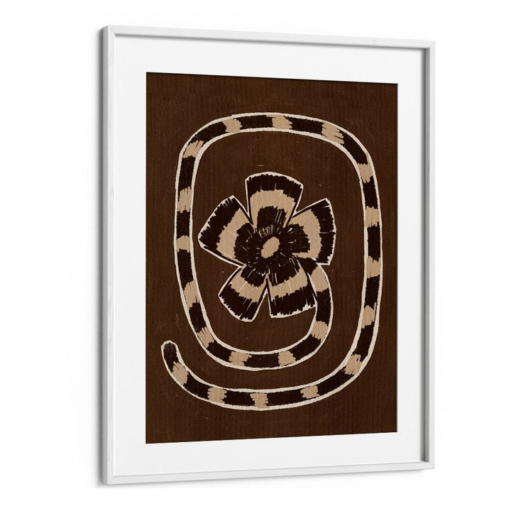 Delicate Bloom IV, Floral Flower Paintings features an elegant flower design on a rich brown background, perfect for any decor.
