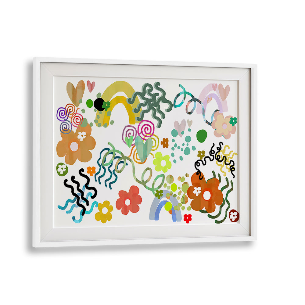 Vibrant FLOWERS LOVE RAINBOWS, FLORAL FLOWER PAINTINGS mural adds color and charm to any space, perfect for decor.