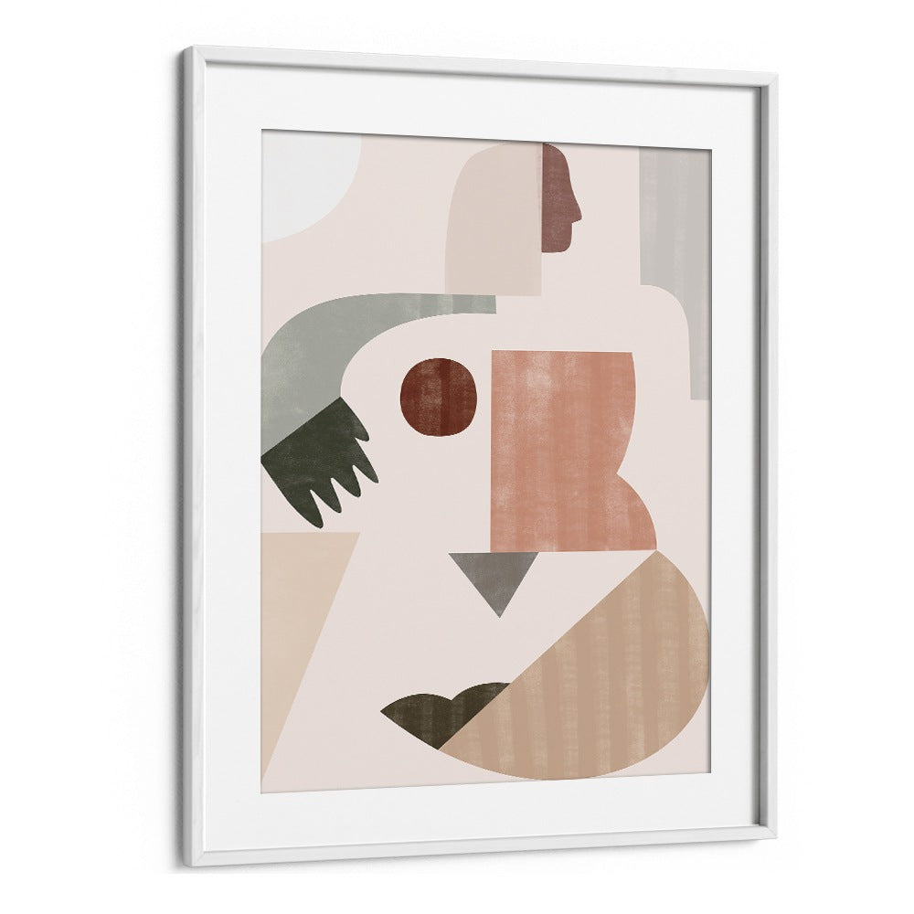 LADY GEOMETRY, BOHO ART PAINTINGS, features modern abstract shapes in soft colors, perfect for contemporary decor.