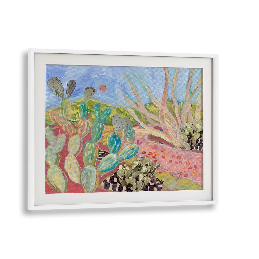 Vibrant PRICKLY PEAR CACTUS, LANDSCAPE PAINTINGS showcasing desert beauty, perfect for enhancing any living space.