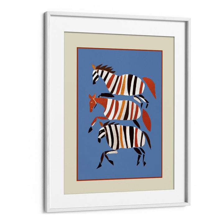 STRIPED RUNNING HORSES , BOHO ART PAINTINGS