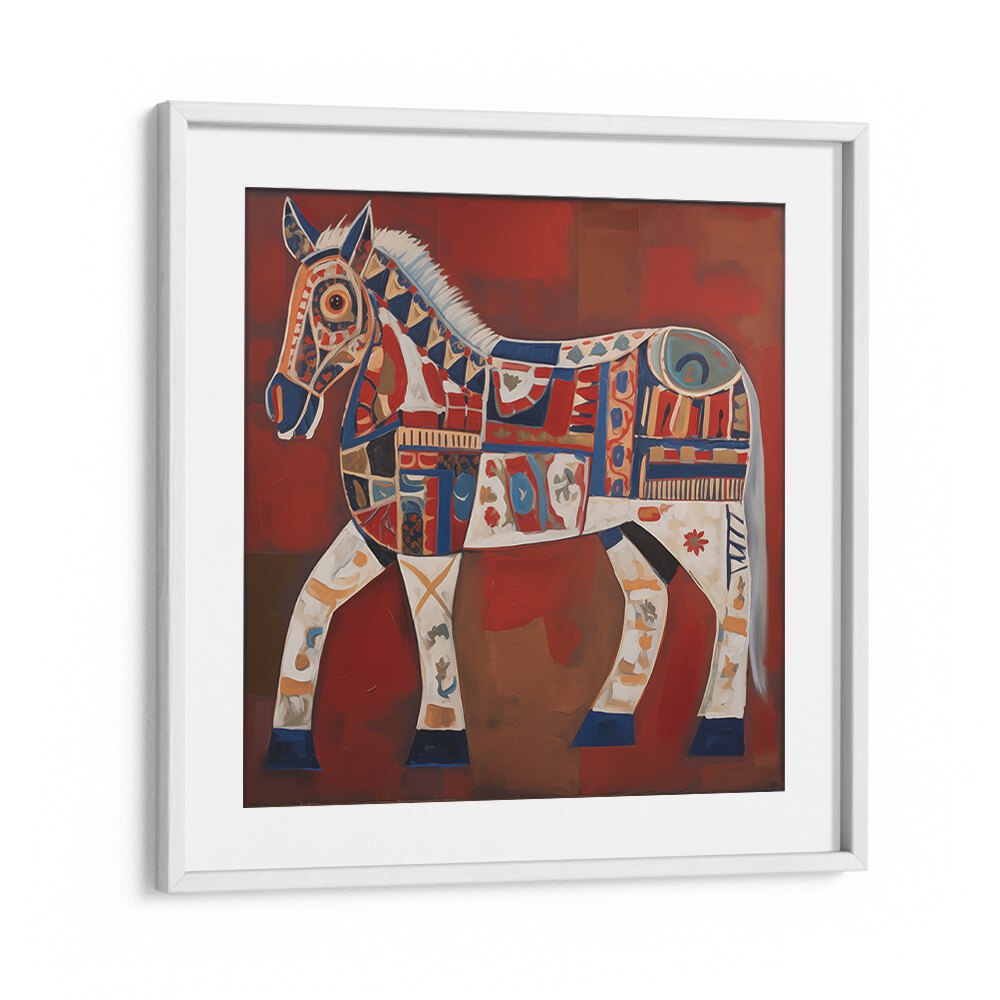 Stylish framed art featuring THE DECORATED HORSE, ANIMAL PAINTINGS to elevate your space with elegance.