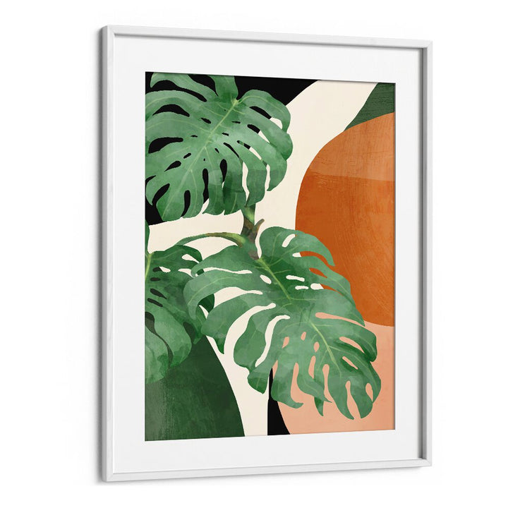 Vibrant TROPICAL LEAVES ABSTRACT ART, BOHO ART PAINTINGS enhancing modern decor with lush greenery and earthy tones.