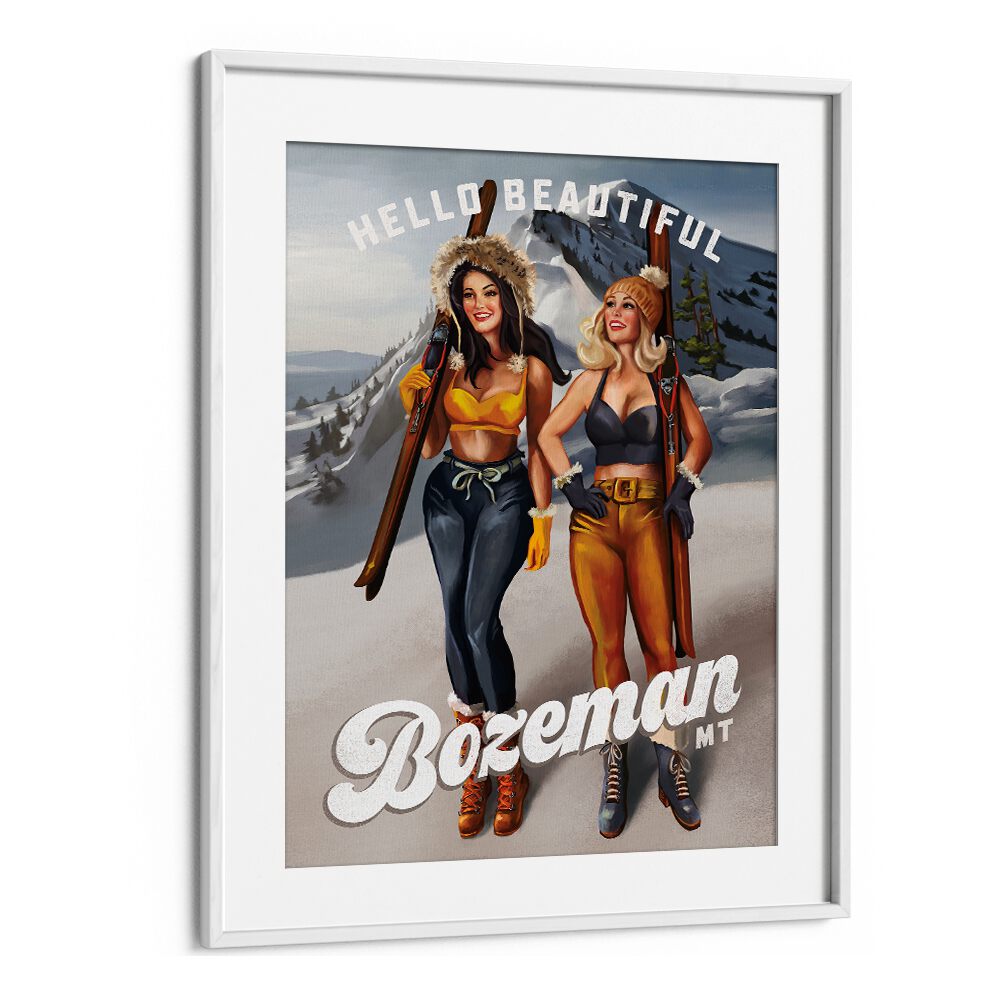 Bozeman's HELLO BEAUTIFUL, PORTRAITS captures ski pinup girls celebrating winter charm and classic art.