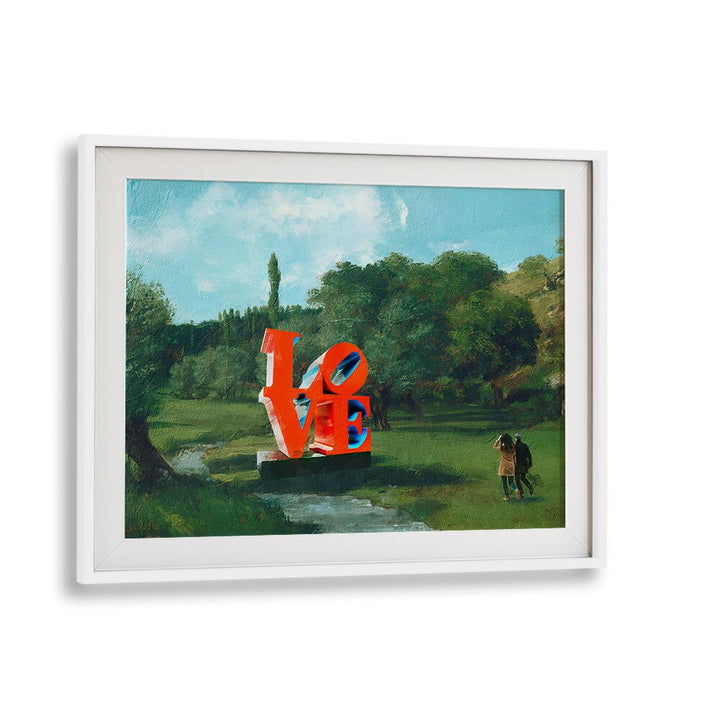 Captivating scene featuring "THE LOVE FOUND, ALTERED ART PRINTS" showcasing love in a serene park setting.