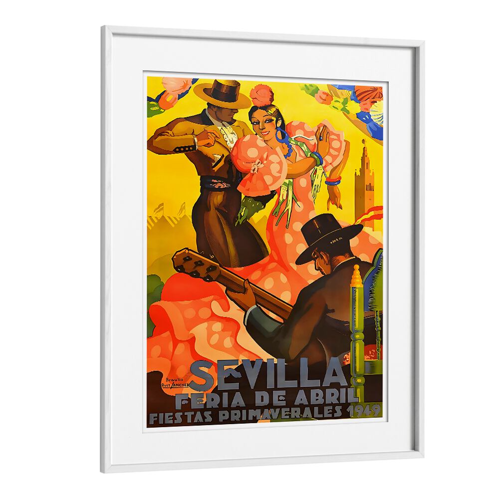 Vibrant SEVILLA I, VINTAGE TRAVEL POSTERS celebrating the charm of Sevilla's Feria de Abril in a stunning design.