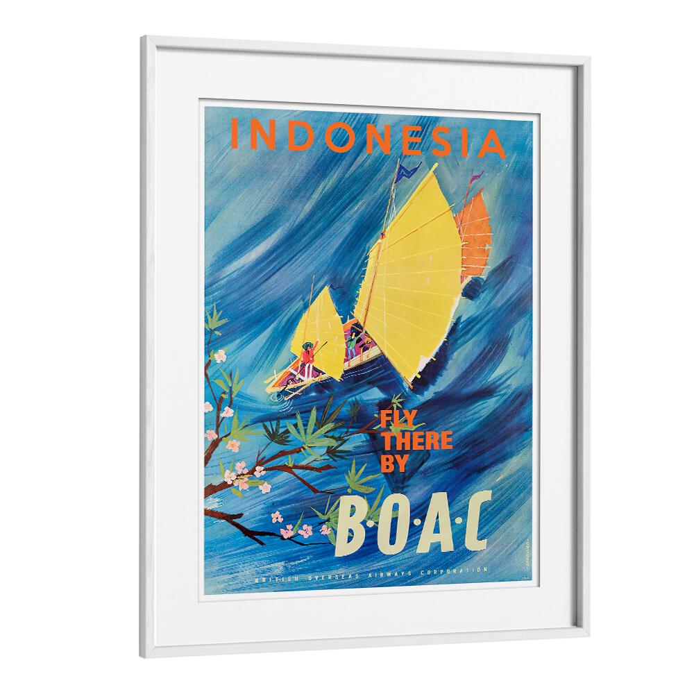 Explore the charm of Indonesia with vibrant Vintage Travel Posters showcasing classic sailing boats and scenic beauty.