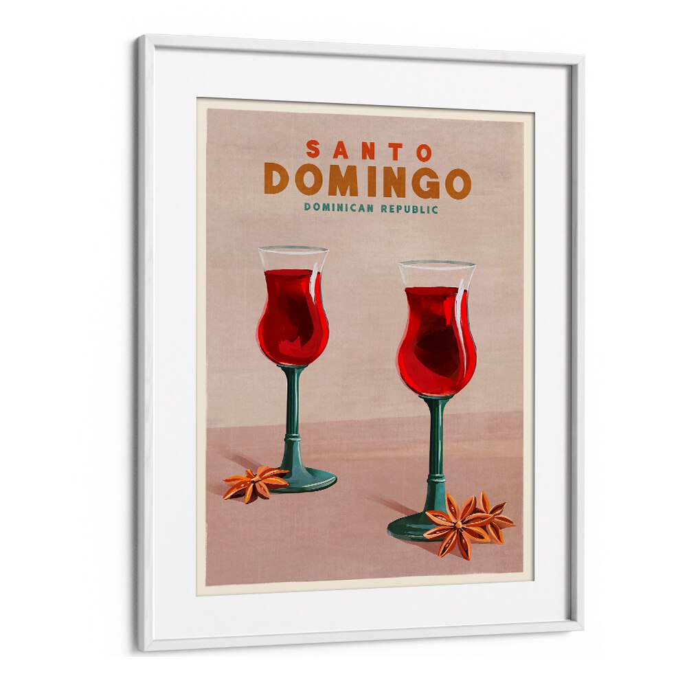 Vibrant SANTO DOMINGO COCKTAIL, BAR art featuring stylish drinks, perfect for enhancing your bar or cafe decor.