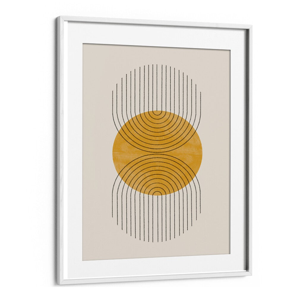 Stylish PERFECT POINT YELLOW, BOHO ART PAINTINGS in a modern frame, adding warmth and creativity to any space.
