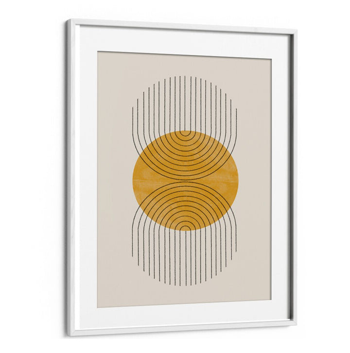 Stylish PERFECT POINT YELLOW, BOHO ART PAINTINGS in a modern frame, adding warmth and creativity to any space.