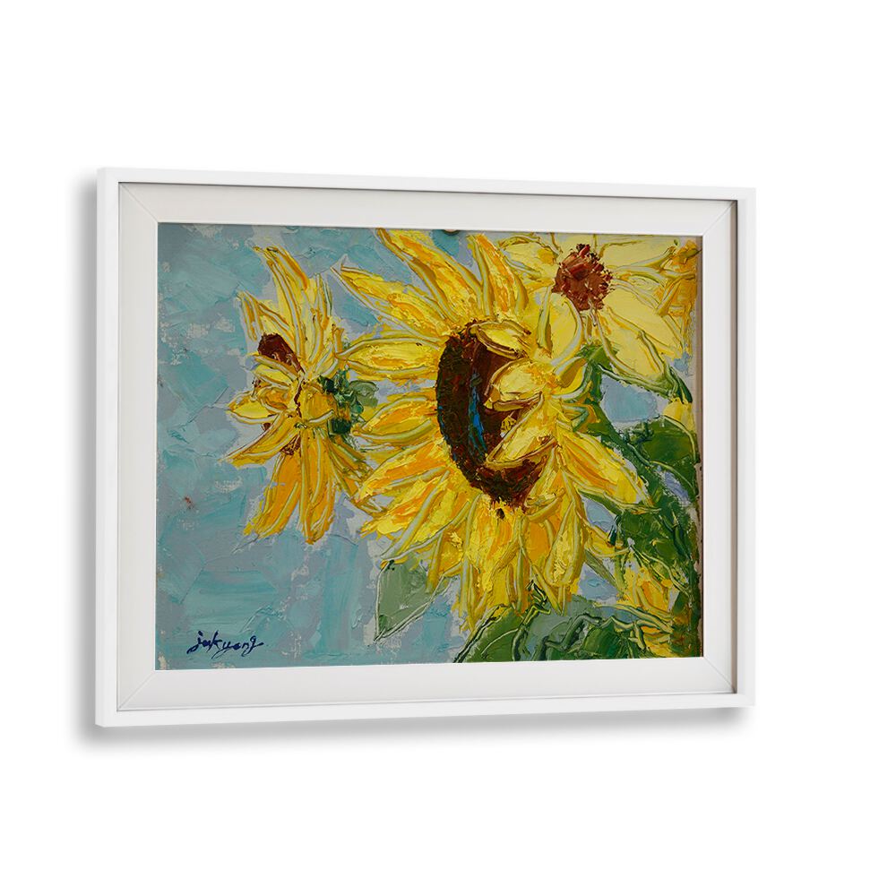 Vibrant SUN FLOWER CANVAS, a stunning piece in our FLORAL FLOWER PAINTINGS collection, brightens any space.