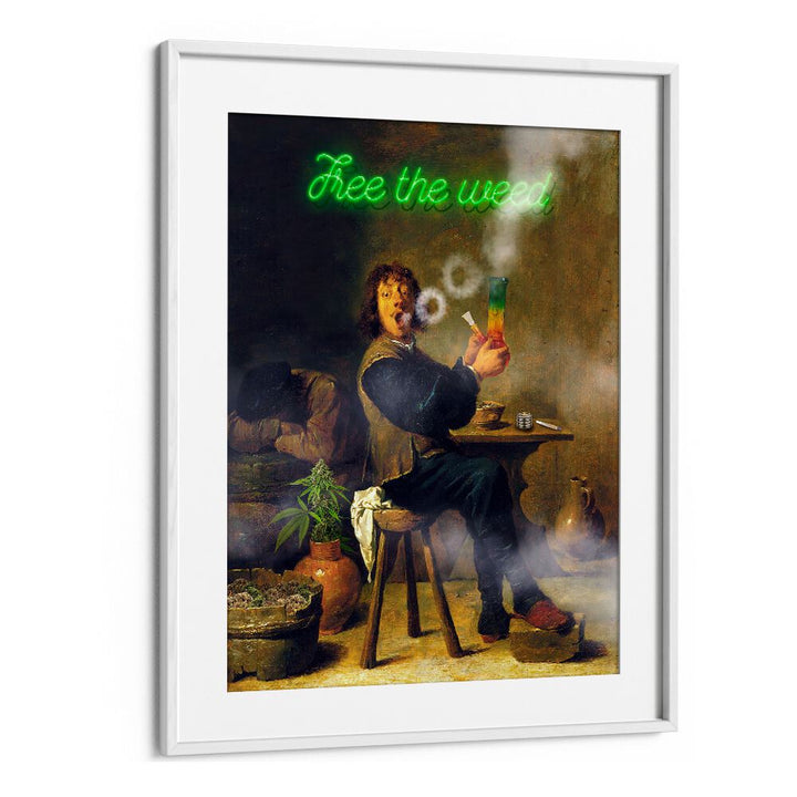 FREE THE WEED, ALTERED ART PRINTS features a vibrant design blending classic art with modern aesthetics.
