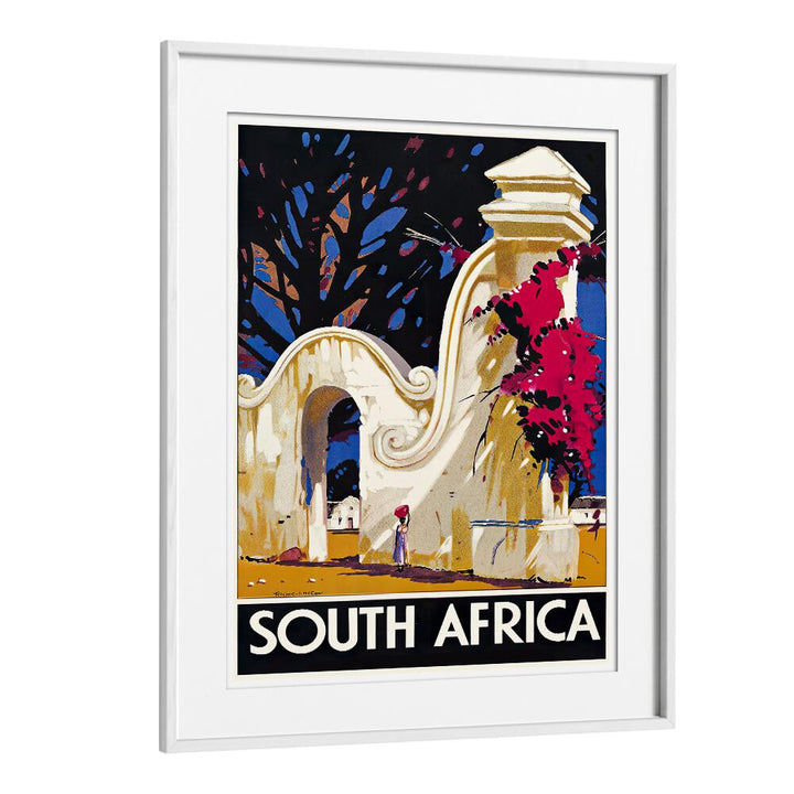 Framed SOUTH AFRICA II, VINTAGE TRAVEL POSTERS showcase stunning landscapes and vibrant culture, perfect for decor.