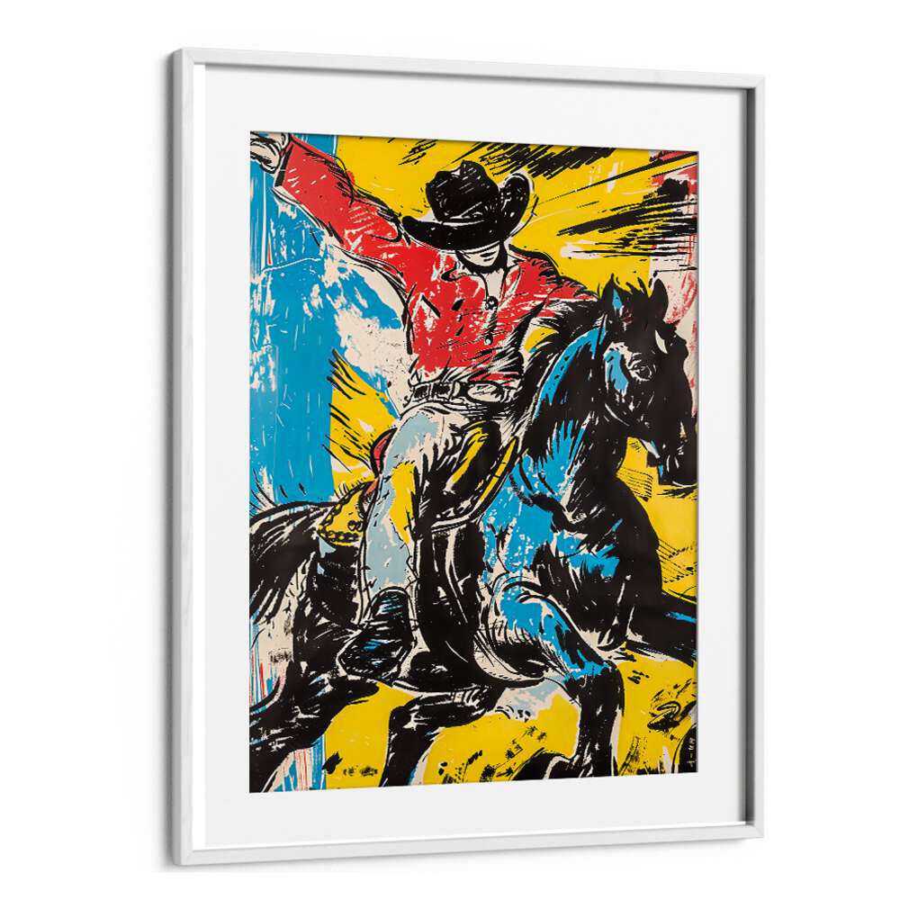 Vibrant RODEO, COWBOY painting capturing the spirit of adventure, perfect for modern Americana decor.