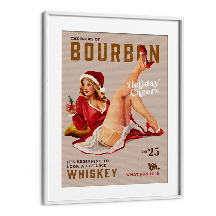 Transform your space with BOURBON HOLIDAY, BAR art featuring festive pinup cheer and holiday spirit.