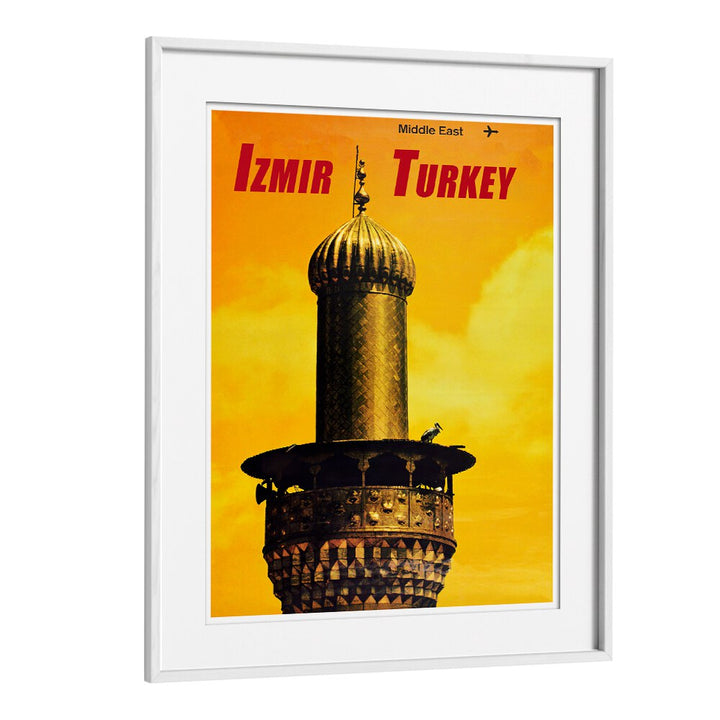 Framed TURKEY III Vintage Travel Posters featuring Izmir’s iconic minaret, perfect for elevating your decor.
