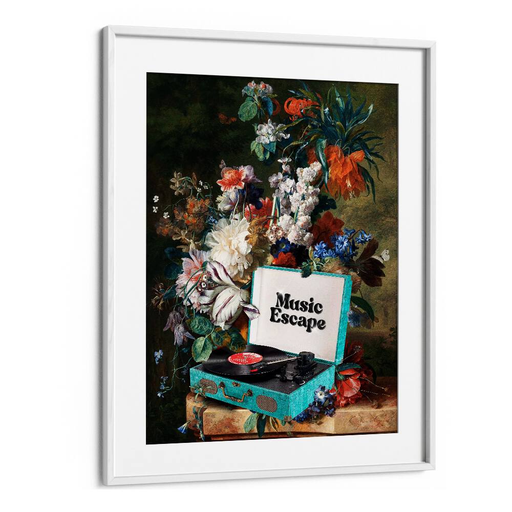 MUSIC ESCAPE, FLORAL FLOWER PAINTINGS by Dikhotomy blend vibrant blooms with musical elegance for your home.