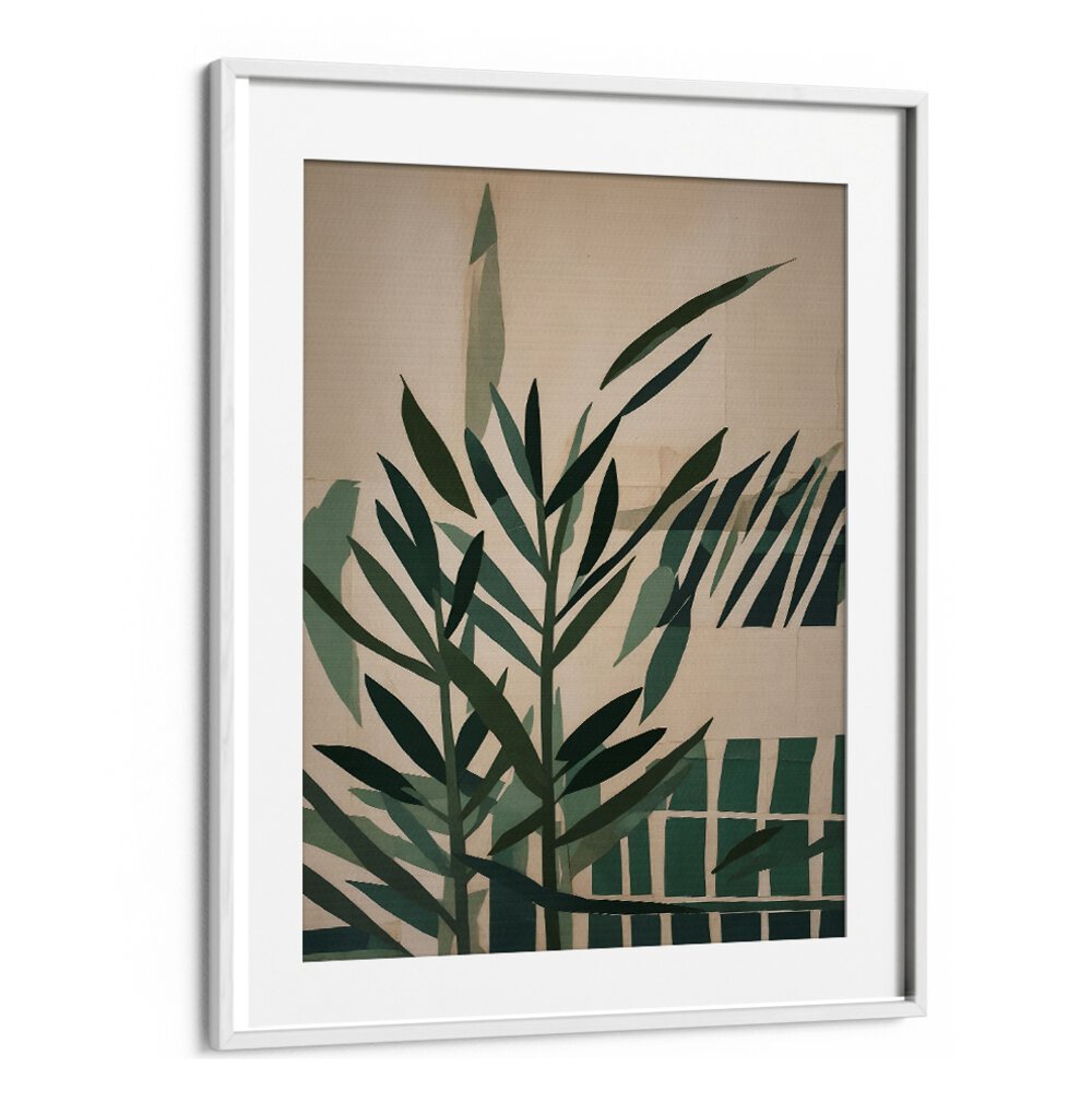 Elegant PAPER CUT GREEN LEAVES II, FLORAL FLOWER PAINTINGS, showcasing intricate designs and vibrant greens for your decor.
