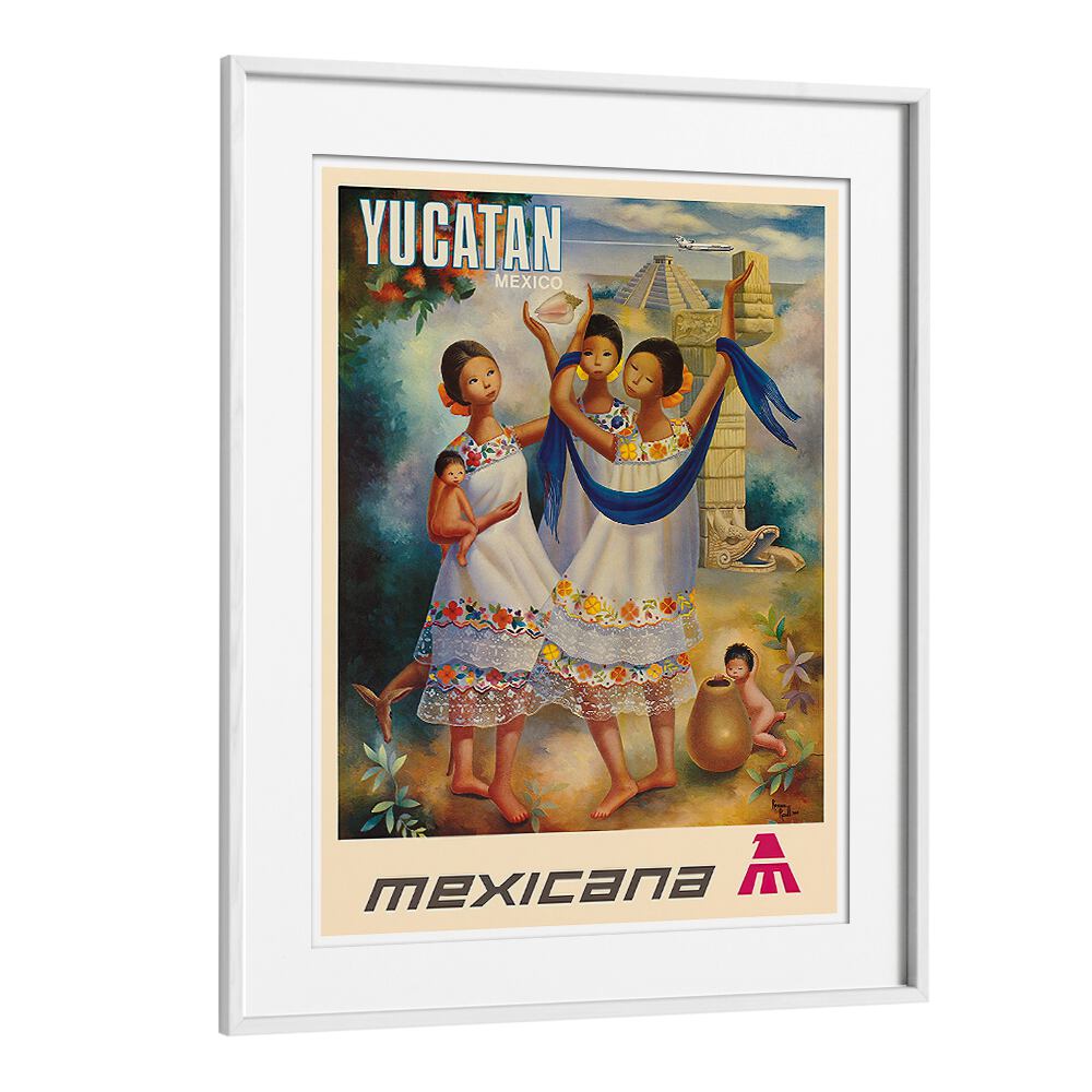 Discover MEXICANA YUCATAN, VINTAGE TRAVEL POSTERS, showcasing vibrant culture and landscapes of Mexico's Yucatan.