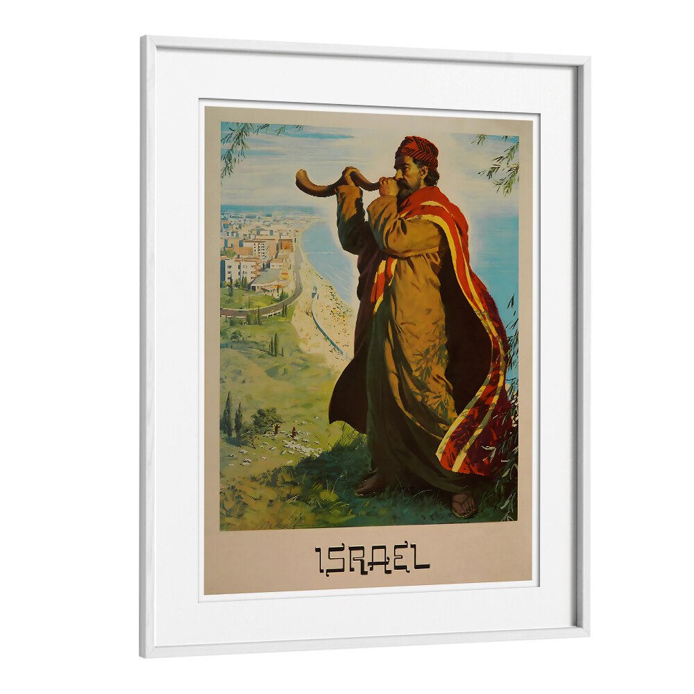 Vintage travel poster showcasing Israel's beauty, featuring iconic landscapes and culture. Perfect for decor. ISRAEL, VINTAGE TRAVEL POSTERS.