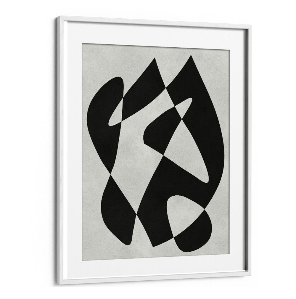 Geometric black and white art piece, part of MODERN SHAPES II, ABSTRACT PAINTINGS collection for contemporary decor.