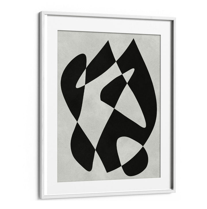 Geometric black and white art piece, part of MODERN SHAPES II, ABSTRACT PAINTINGS collection for contemporary decor.