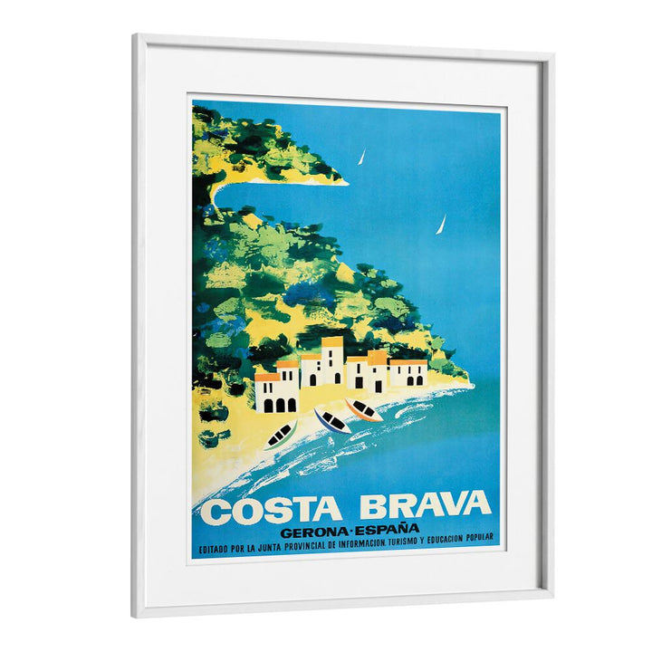 Colorful Costa Brava vintage travel posters, showcasing Spain's stunning coastline, perfect for home decor.