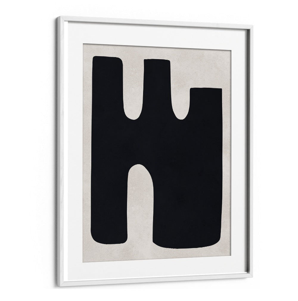 Modern ORGANIC ART II, GEOMETRIC ART PRINTS featuring bold black shapes on a textured background, perfect for contemporary decor.